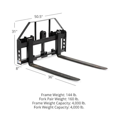 Titan Attachments Standard Series Skid Steer Pallet Fork Frame, 36 in - style: 36" Forks