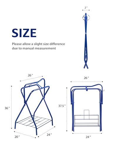 Tackmore Freestanding Saddle Rack Accommodates English Western Saddles Lightweight Foldable Space Saving Saddle Stand - color: Blue