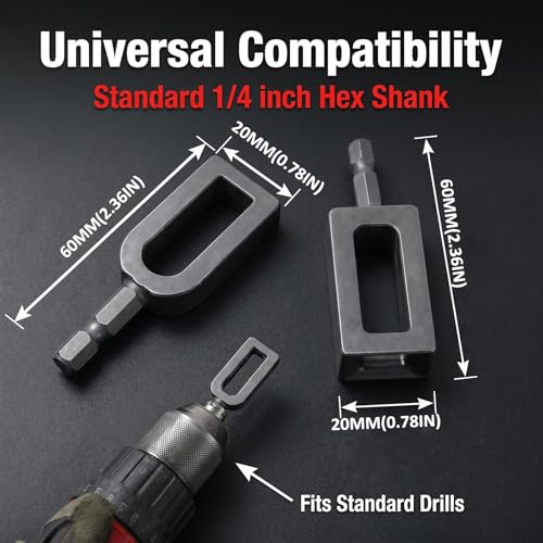 2 Pack Wire Twister Tool for Drill, Heavy Duty Drill Wire Twister with 1/4" Hex Shank for Fencing, Rebar Tying, and Construction, Alloy Steel