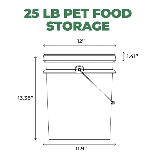 EconoHome Pet Food Storage Container – Holds Up to 25 lbs – Airtight Food Storage with Gamma Seal Lid – Heavy-Duty 90MIL Food Grade, BPA-Free Plastic – Easy Carry Handle – Grey