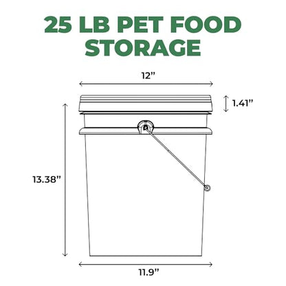 EconoHome Pet Food Storage Container – Holds Up to 25 lbs – Airtight Food Storage with Gamma Seal Lid – Heavy-Duty 90MIL Food Grade, BPA-Free Plastic – Easy Carry Handle – Grey