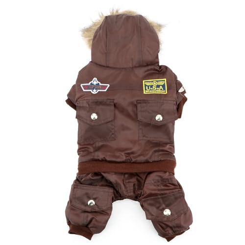 ZUNEA Dog Snowsuit Waterproof for Small Dogs Winter Puppy Coat, Brown, Xs - color: Brown, size: XS