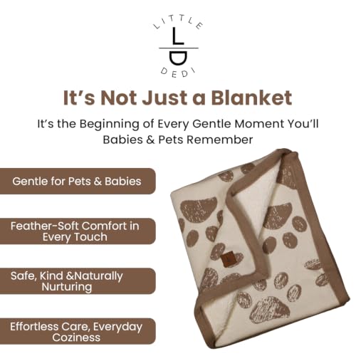 Organic Cotton Pet Blanket 30x38 in, Sherpa, Earth Ivory/Mocha - color: Earth Ivory / Mocha Meringue