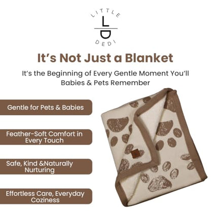 Organic Cotton Pet Blanket 30x38 in, Sherpa, Earth Ivory/Mocha - color: Earth Ivory / Mocha Meringue