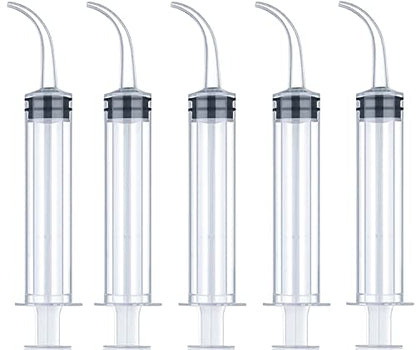 Wisdom Teeth Syringe, 5 Pack Irrigation Dental Syringes with Curved Tip for Dental Care Liquid Oral Tonsil Stone
