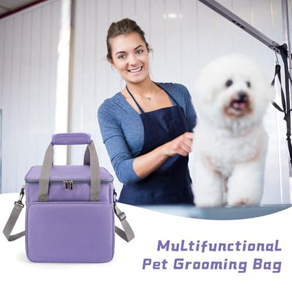SMYV Pet Grooming Bag for Dog Grooming Supplies, Dog Tote Travel Bag for Pets Grooming Tools Kit Accessories - Light Purple - color: Light Purple