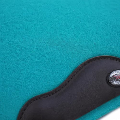 Horse SADDLE PAD Western Contoured Wool Felt Moisture Wicking Black 39RT - color: Teal/Brown