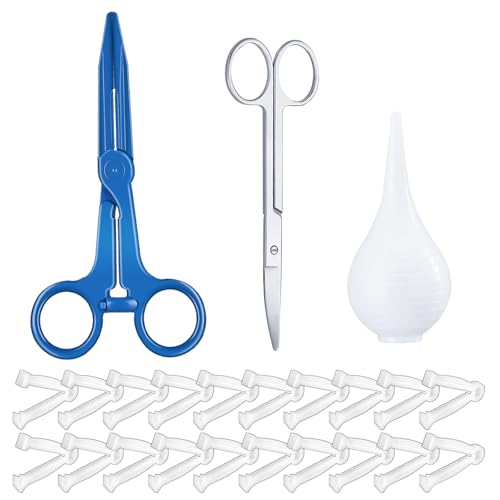 Pet Birth Care Kit for Kittens & Puppies, Pet Newborn Pet Supplies Newborn Animal Grooming & Cleaning Set with Cord Ties, Nasal Cleaner, Clamping Tool, Care Scissors, for Cats, Dogs, and Small Animals