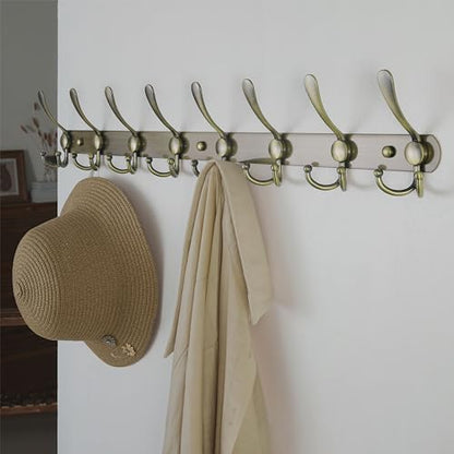 Dseap Coat Rack Wall Mount - 29.5” Long 8-Tri-Hooks Heavy Duty Coat Hanger Rail Wall Hooks for Hanging Coats Hats Clothing Clothes Purse Mudroom Entryway, Bronze - color: Bronze, size: L=29.5” (1 Pcs)