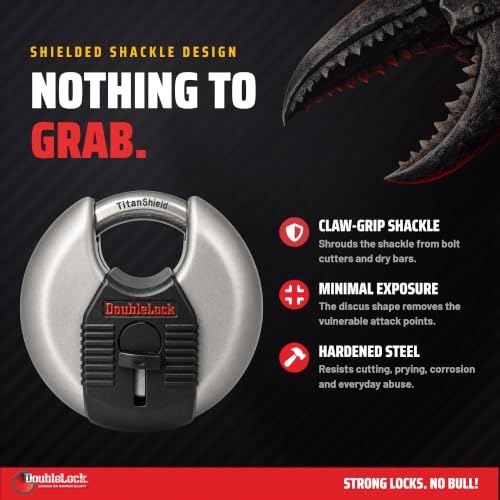 DoubleLock Crab 2.0 Discus Padlock, Keyed, Stainless Steel, 5 Keys