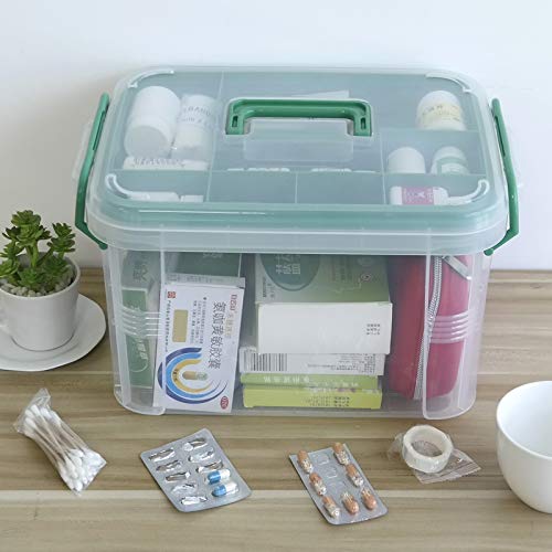 Bringer 15 QT Clear Plastic Family First Aid Box, Medicine Storage Box