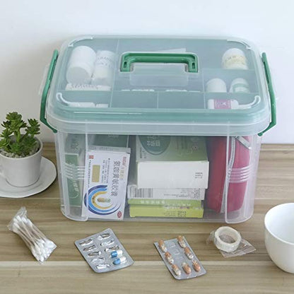 Bringer 15 QT Clear Plastic Family First Aid Box, Medicine Storage Box