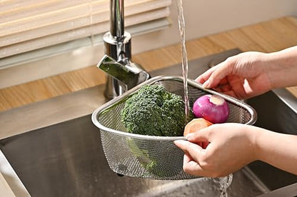 Fox Run Stainless Steel Colander, Triangular 3 Quart Pasta Strainer - size: 3 Quart, Triangular