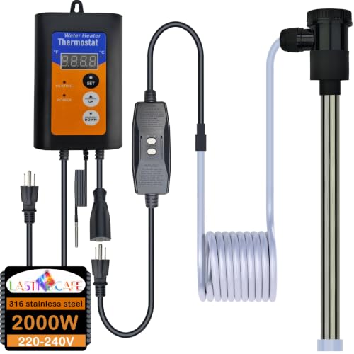 2000W Submersible Water Heater, Portable Electric Pool & Hot Tub Immersion Water Heater with Thermostat and GFCI for Bathtubs, Baptistry, Inflatable Pool, Above Ground Pool and Spa Pool