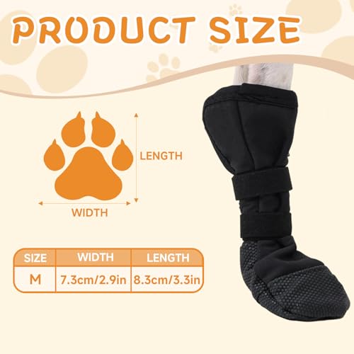 Dog Paw Wound Recovery Boot, Breathable Dog Bootie for Injured Paw, Anti-Slip Dog Shoe with Self-Adhesive Strap, Protector for Outdoor Walking & Keep Dogs from Licking Wounds (M) - size: M