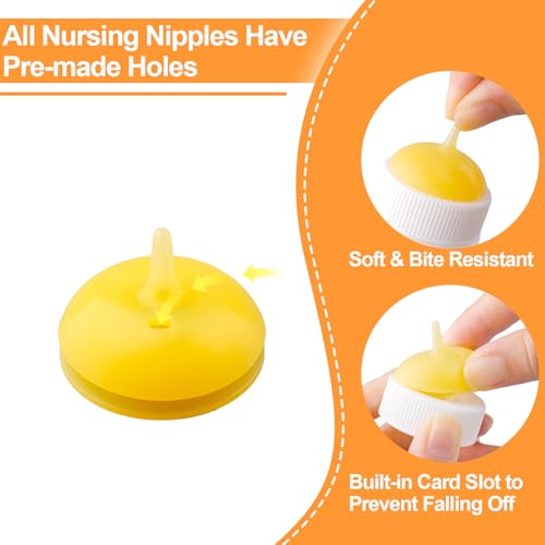 Pet Feeding Nipple with Syringe, Soft Silicone Nursing Pet Feeding Bottle, Ventilation Valve Resistant Tearing for Puppies, Kittens, Rabbit, Small Wildlife (Yellow) - color: Yellow-S Size