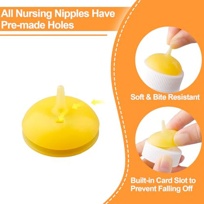Pet Feeding Nipple with Syringe, Soft Silicone Nursing Pet Feeding Bottle, Ventilation Valve Resistant Tearing for Puppies, Kittens, Rabbit, Small Wildlife (Yellow) - color: Yellow-S Size