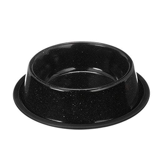 Neater Pet Brands - Outdoor Camping Style Pet Bowl - Enamel Ware Blue Black Granite Colors - Dog Cat No Tip Skid Bowls (32 oz, Black) - color: Black, size: 32 oz