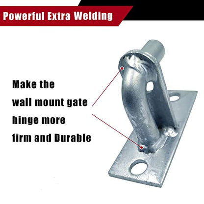 4 Pack Wall Mount Gate Hinges, Heavy Duty Chain Link Fence Gate Hinges with 5/8 Hinge Pin for Fences & Farm Gates, Silver - color: Silver-4pcs