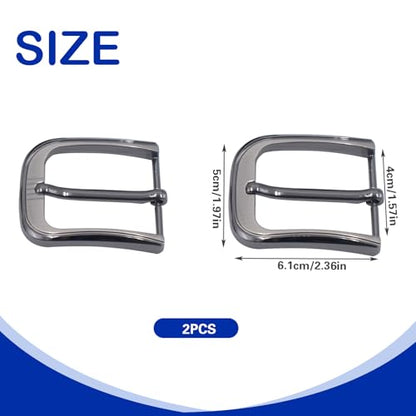 Belt Buckle Replacement Kit for Men Including 2 Pcs 1.5" (40mm) Metal Belt Head, 9 Sets Screws and 1 Piece Hollow Hole Punch, Single Prong Square Replacement Buckle