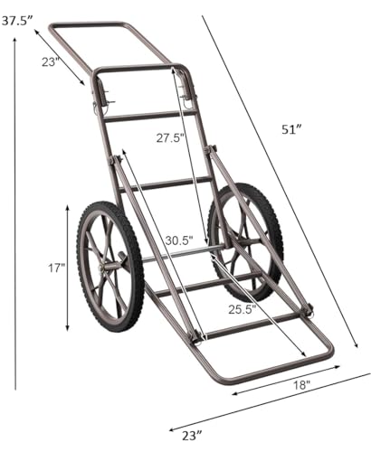 Goplus Folding Deer Cart, 500LBS Deer Hauler with Big Rubber Wheels, Heavy Duty Metal Hunting Game Cart for Animals, Firewood, Hiking, Fishing - style: 23" x 51" x 37.5"