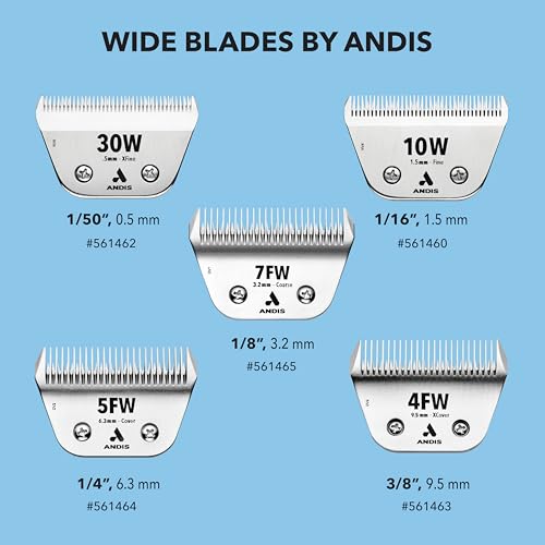 Andis 561462 ceramicEDGE Wide Blade, #30W XFine Cut, Stainless Steel | Extra-wide blade for faster coverage, ideal for sanitary & face trims, fits AG, AGC, DBLC, MBG, SMC & RDLC - size: 30W (0.5 mm)