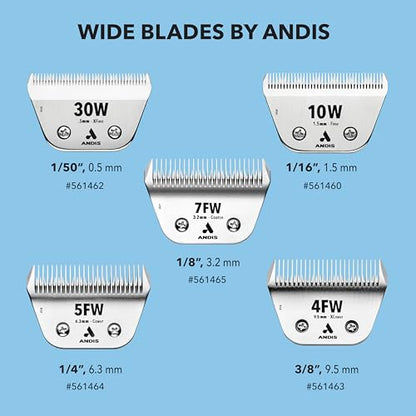 Andis 561460 ceramicEDGE Wide Blade, #10W Fine Tooth, Stainless Steel | Wide blade for faster grooming, fine teeth for smooth finishes, ceramic runs cooler, andis clipper blade - size: 10W (1.5 mm)