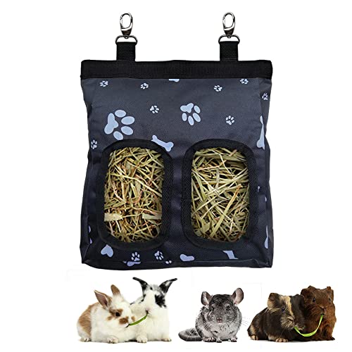 RIOUSSI Guinea Pig Hay Feeder, Hanging Rabbit Hay Feeder Bag. Black Paws - color: Blackpaws