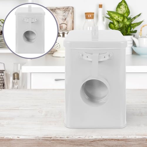 BESTOYARD Metal Storage Bucket with Airtight Lid Iron Food Canister for Grain Flour Laundry Powder Pet Treats 9.05 X 7.28 X 6.49 in Kitchen Counter and Pantry Organizer