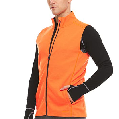 100% Merino Wool Mens Vest - Expedition Heavyweight Vest - Moisture Wicking - color: Blaze Orange, size: Medium