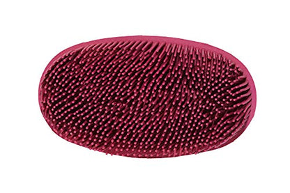 Grewal Equestrian Oval Face Grooming & Bathing Curry Brush for Horses, Dogs, Cats, & Other Pets - Very Soft Bristles (Pink) - color: Pink