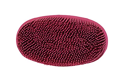 Grewal Equestrian Oval Face Grooming & Bathing Curry Brush for Horses, Dogs, Cats, & Other Pets - Very Soft Bristles (Pink) - color: Pink