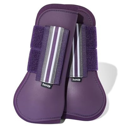 HORZE Adepto Open Front Tendon Boots | Durable Shell with Neoprene Lining - Blackcurrant Purple - Cob - color: Blackcurrant Purple, size: Cob
