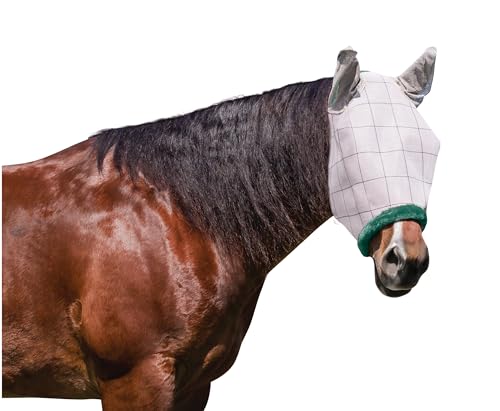 Farnam SuperMask II Horse Fly Mask with Ears, Extended Coverage Equine Fly Protection, Protects Eyes from Insects, Debris & UV, Adjustable Throat Latch, Plush Fleece Trim, Average Size (Pack of 2) - size: Standard Horse (Pack of 2)