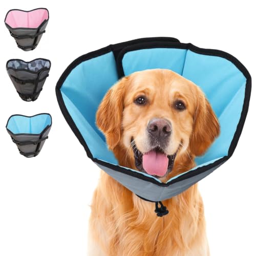 Soft Dog Cone Collar for Large Dogs After Surgery Adjustable - color: Blue, size: S (Neck Girth:9.1-10.7in)