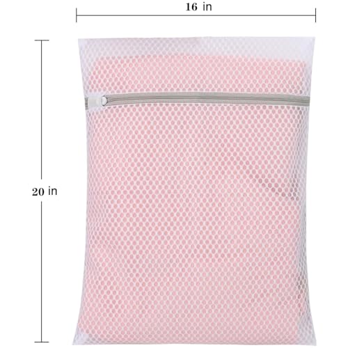 Mesh Laundry Bags for Delicates,16 x 20 Inches Honeycomb Zippered Washing Bags for Lingerie and Delicate Garments, 3 Pack