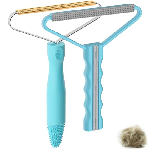 Pet Hair Remover, Dog Cat Carpet Rake, Lint Remover Shaver for Sofas-2pack - color: Sky Blue