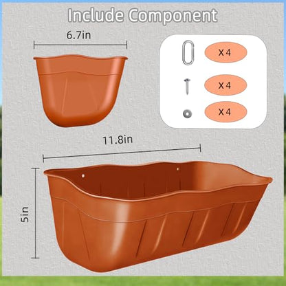 Chicken Feeder Waterer,Hanging Goat Feeders,Feed Trough 3.5 Quart 2 Pack,Hanging Fence Feed Trough for Poultry Livestock,Terracotta - color: Terracotta, size: 3.5 Quart (2 Pack)