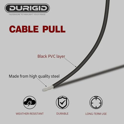 Gate Latch Cable Pull, Spring-Loaded Latch Kit Gate Latch for Wooden Fence Vinyl Metal Gates, Sued for Gate 2 to 6 Inches Thick, Black, 2 Pack