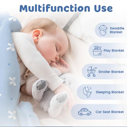 SANDJEST Blue Bow Minky Blanket 30 x 40 Inches, Gift for Christmas Birthday - color: Bow 1