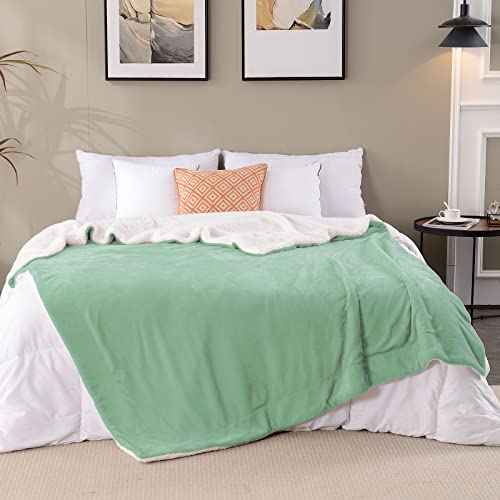 SOCHOW Sherpa Fleece Throw Blanket, Celadon, 50x60 inches | Double-Sided Super Soft Luxurious Plush Blanket Throw Size - color: Celadon, size: 50"×60"
