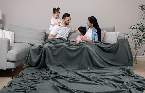 Utopia Bedding 100% Cotton Thermal Blanket Smoke Gray Big, 120x120 Inches - color: Smoke Gray, size: Big