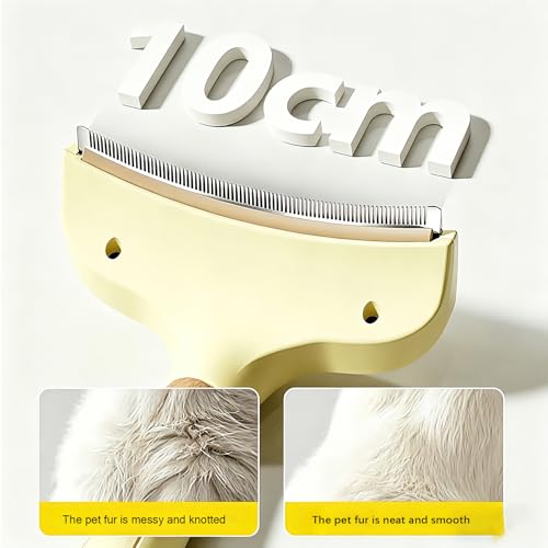 Professional Pet Deshedding Brush for Loose Undercoat Fur, Pet Grooming Comb for Long & Short Haired Dogs Cats, Gentle Skin Friendly - color: yellow