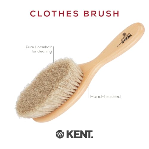 KENT OTHH1 Clothes Brush, 100% Natural Pure Horsehair in Japanese Style Lint Remover for Delicate Cashmere, Wool, and Silk to Keep Fabrics Free from Fibres, Fluff. Luxury Beechwood. Made in England - style: OTHH1