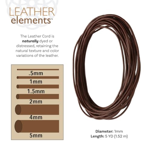 The Beadsmith Leather Cord – Brown – 1mm Spool – 5 Yards/1.52 Meters – Indian Leather Thong Ideal for Braiding, Beading, Necklaces, Fine Lacing, Hair Accessories & DIY Jewelry Making - size: 1mm, style: Brown – 5 Yards