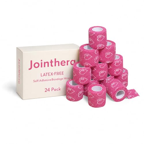 Latex Free Self Adhesive Bandage Wrap - 2 Inch x 5 Yards, 24 Pack - color: Pink, size: 24 Count (Pack of 1)