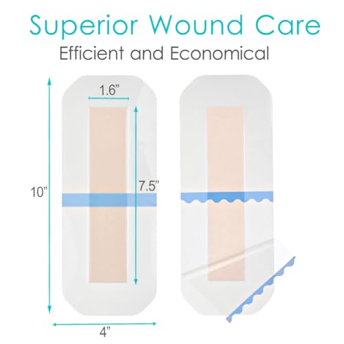 Silicone Knee Incision Bandages with Gentle Adhesive Wound Waterproof Dressing Absorbent Hip Water Barrier Shower Protector for Post Surgical Site Large Cuts Abrasions 4 x 10 Inch Pack of 10 - size: Waterproof 4"x10", style: Silicone(Pack of 10)