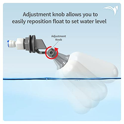 AquaticLife Auto Shut-Off Float Valve Kit for RO, RO/DI Reverse Osmosis System Units Water Filter Parts and Accessories | Automatically maintains reservoir water level by stopping purified-water flow when the container is full