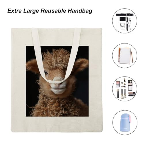 Canvas Tote Bag for Women Men Gift Reusable Aesthetic Shopping Bag | Sheep Brown Wool Tote Bags Sturdy Durable Shoulder Bags Grocery Bags for Christmas Library Birthday gifts