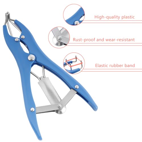 2 Pack Livestock Castration Bander with 50 Pcs Castrator Rings, Bloodless Animal Elastrator Castration, Animal Tail Cutting Tool for Lambs Sheeps Calves Piglets, Balloon Expander Pliers Tools